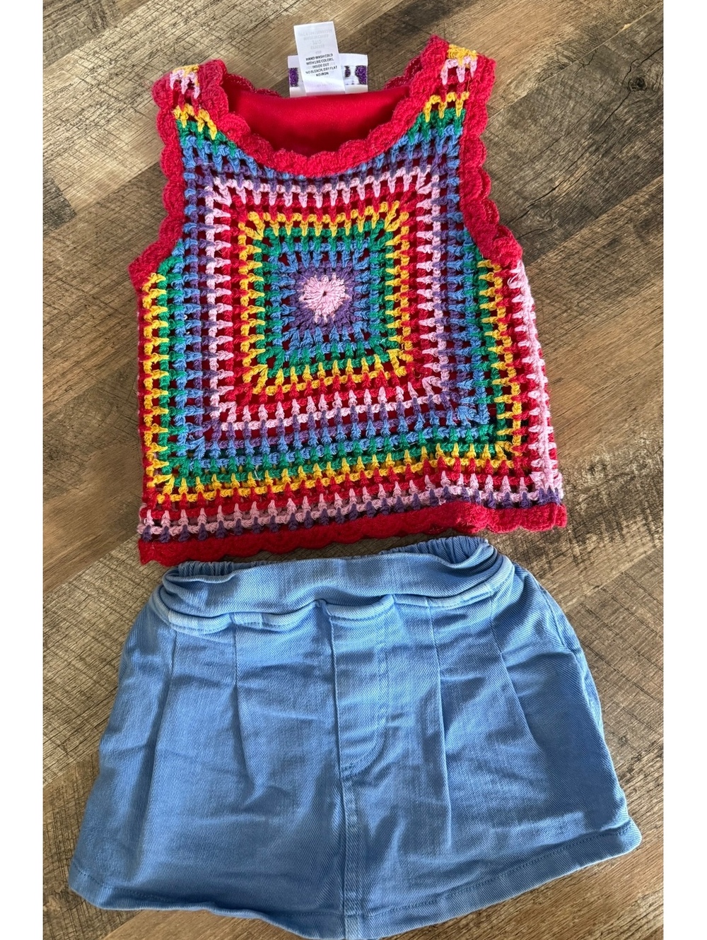 Rainbow Crochet Top with Matching Skort 2T